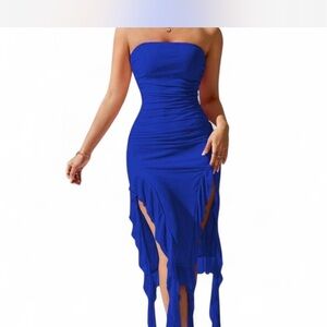 SHEIN Royal Blue Strapless Dress